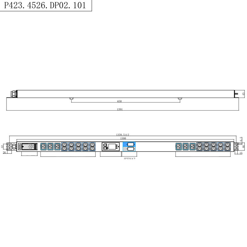 TCP/IP Intelligent Rack PDU 26 uttak IEC C13 /C19 1,5U flytende magnetisk kretsbryter vertikal