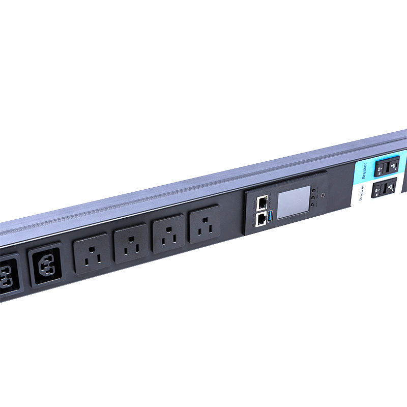 16 uttak IEC C13 C19 & US Sockets 1,5U flytende magnetisk kretsbryter Vertikal TCP/IP smart Rack PDU