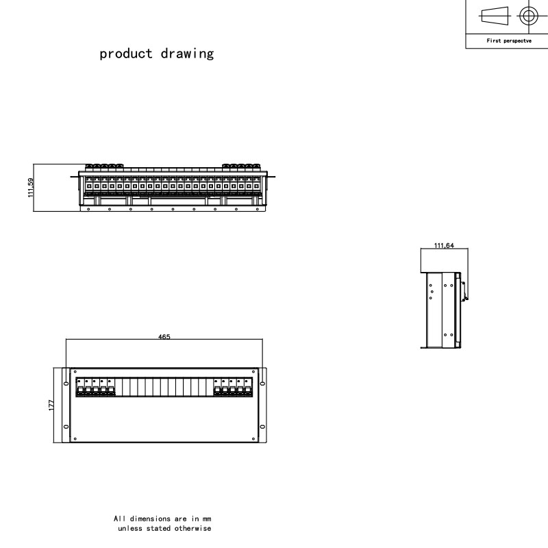 3U Breaker Horisontal Rack Pdu Grå