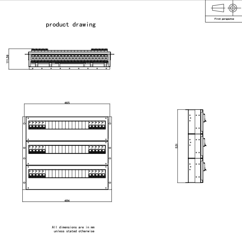 9U Breaker Horisontal Rack Pdu Grå