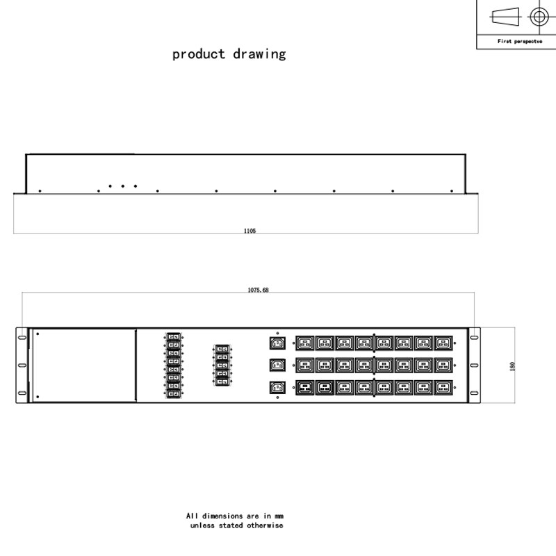 3-fase 27-uttak C13 C19 Vertikal Breaker Switched Pdu