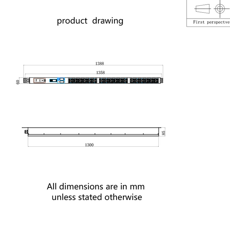 3-Fas 18-uttak C19 Vertikal Breaker Switched Rack Pdu