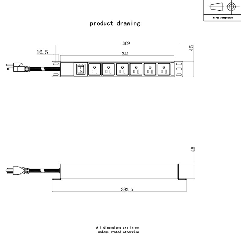 6 veier US Horisontal Switched Rack Pdu 1U