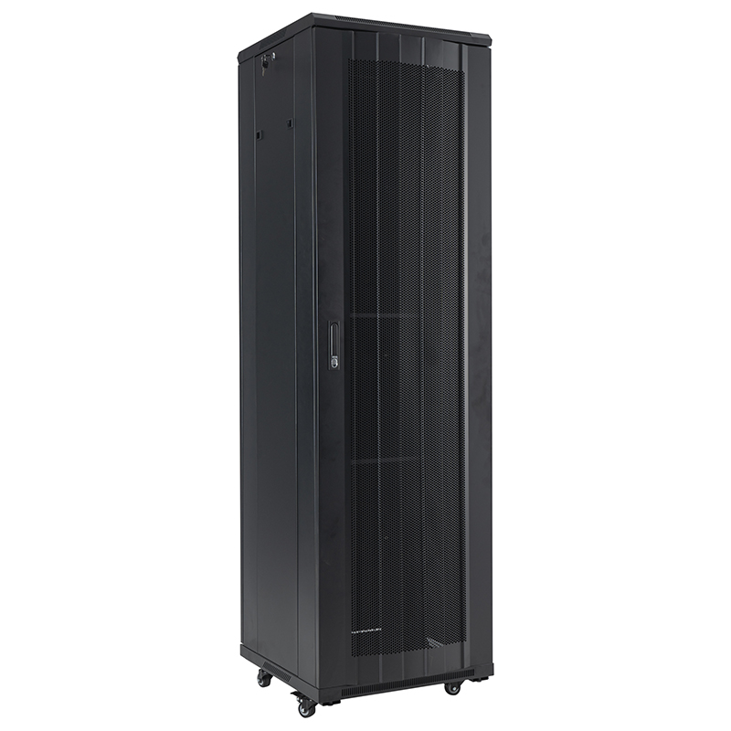 Server rack skap front enkel glassdør / bak blind enkel dør 18U-42U sort